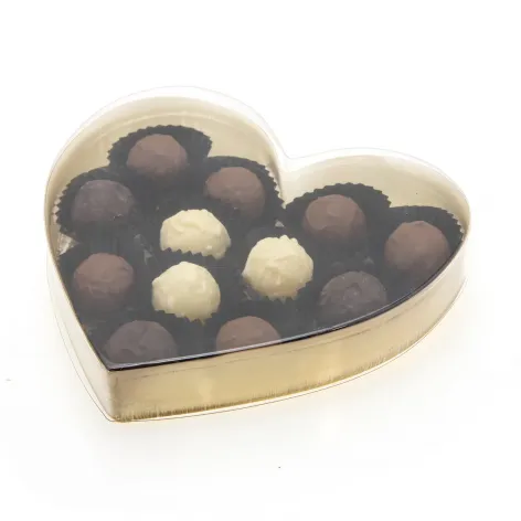 Gold Heart Box with Clear Lid - Pack of 42